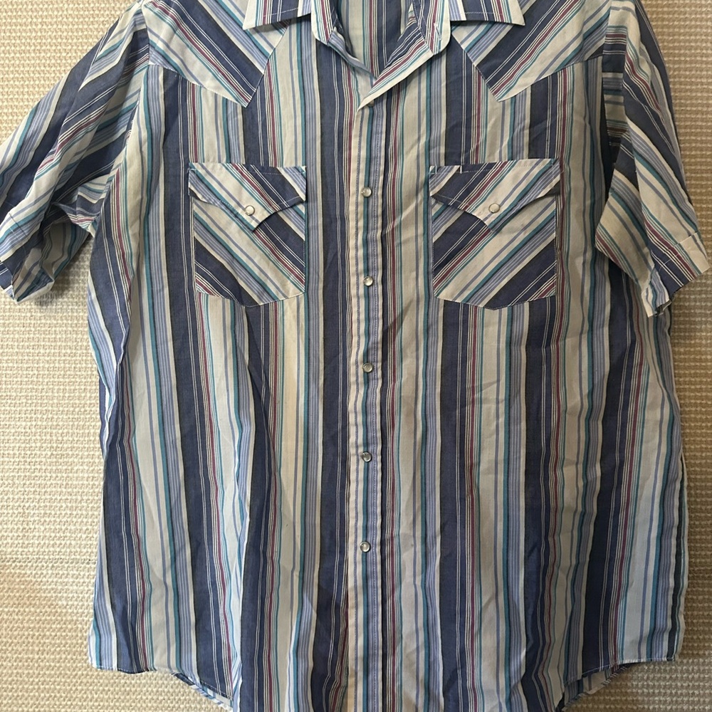 Plains Men's Striped Blue and White Shirt